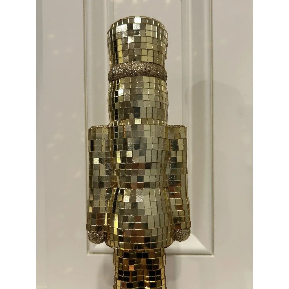 Ashland Mirror Disco Ball Nutcracker Gold Glass Christmas Decor 12in
